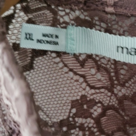 Maurices Brown High Neck Sheer Lace Boho Top size XXL - Picture 7 of 11